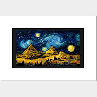 Pyramids of Giza like starry night Posters and Art